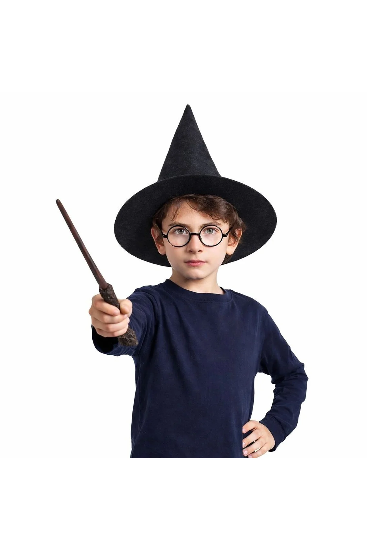 Harry Potter Tarzı Çocuk Seti (siyah Keçe Şapka, Asa, Gözlük) - Just Cheap Store Görsel 3