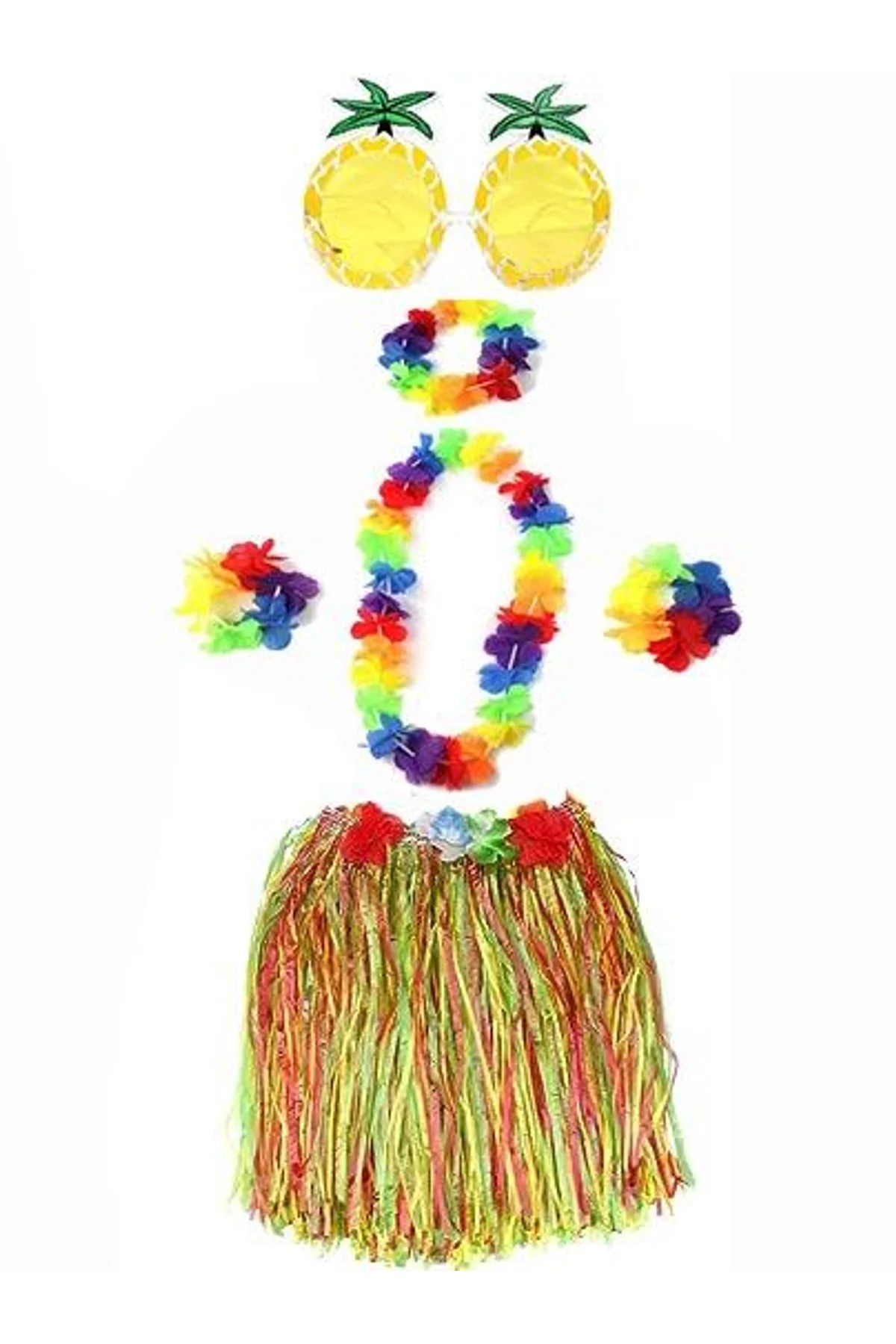Yetişkin Ve Çocuk Uyumlu Luau Aloha Hawaii Rengarenk 40 Cm Etek Ananas Şekilli Gözlük Hawaii Kolye R