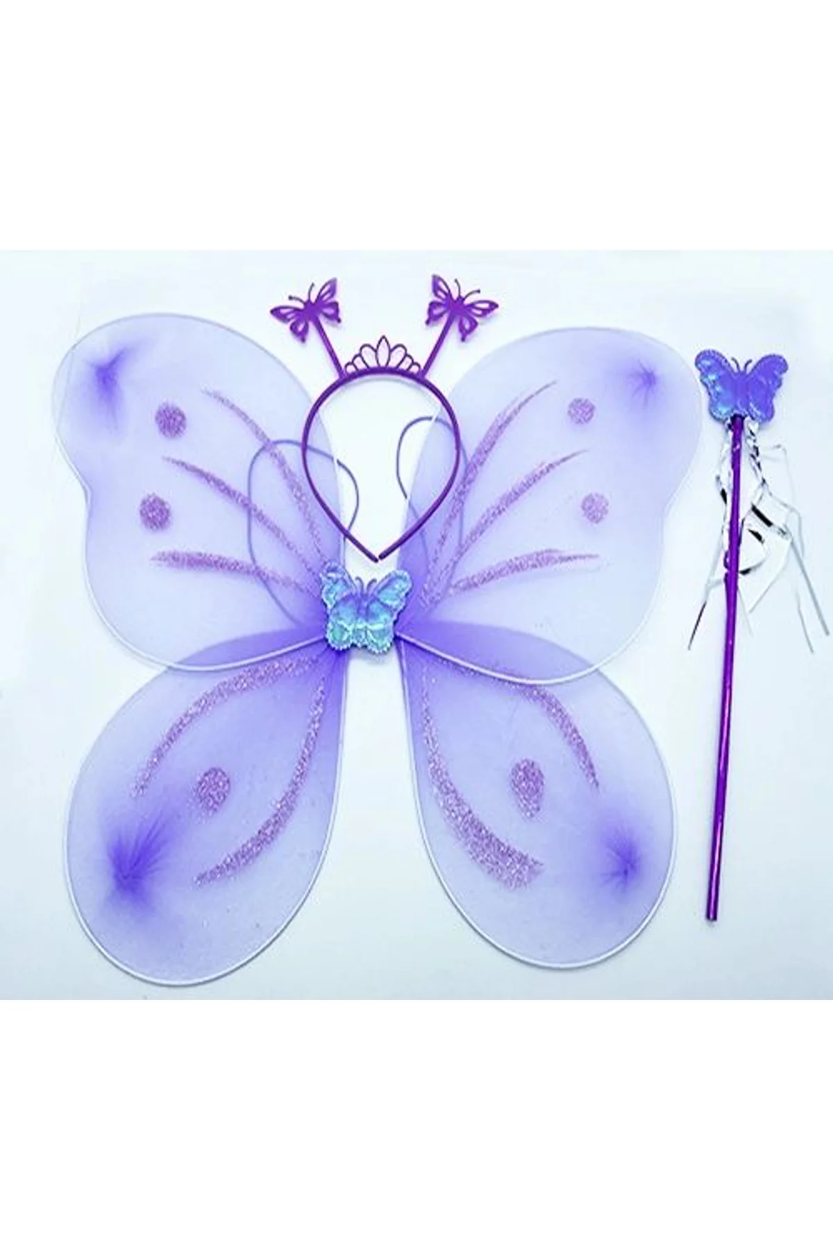 Lila Mor Kelebek Kız Seti – 50 Cm Kelebek Kanadı, Taç Ve Asa - Just Cheap Store Görsel 2