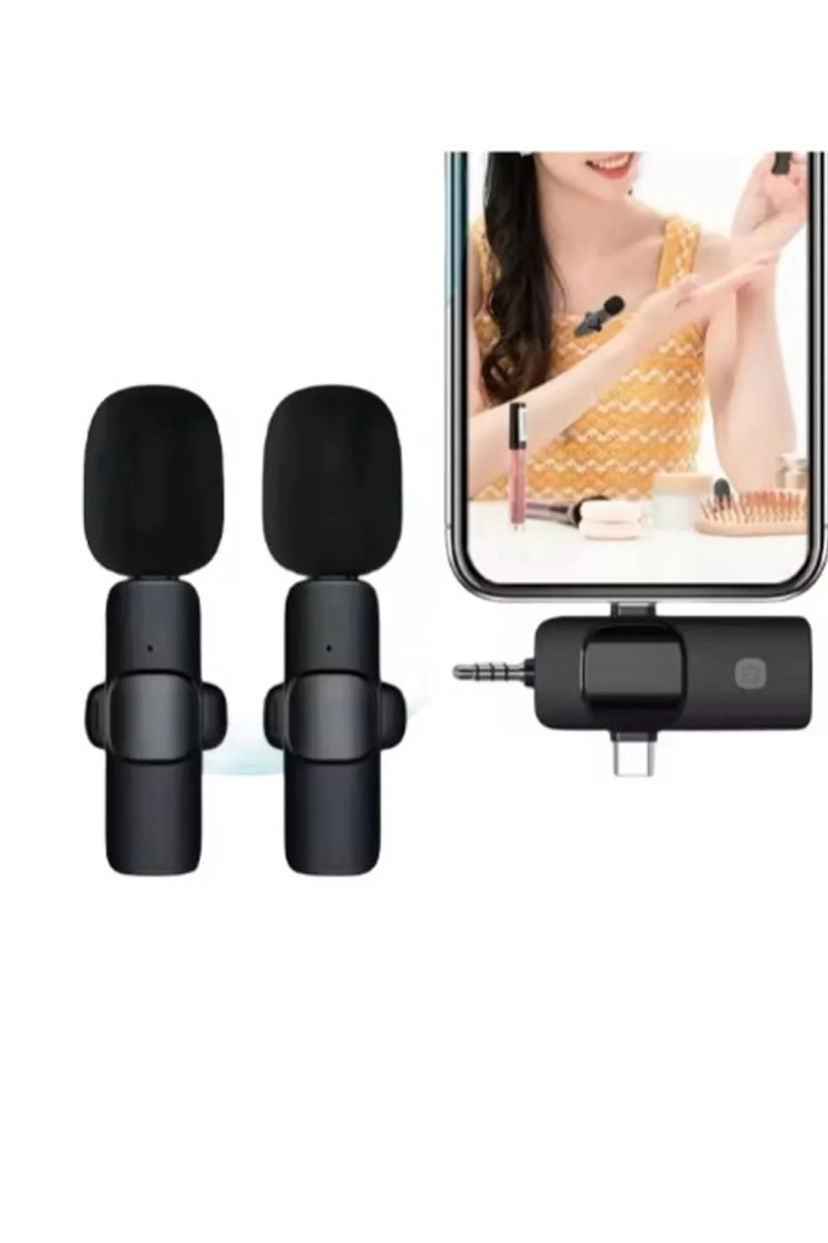 Yüksek Kalite Profesyonel 3 In 1 Kablosuz Taşınabilir Yaka Mikrofonu Youtube Facebook Tiktok - Just Cheap Store Görsel 5