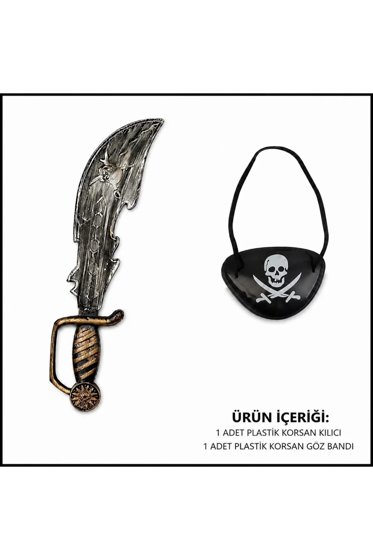 Korsan Kılıç Ve Göz Bandı Seti Eskitme (çocuk Yetişkin Uyumlu) - Just Cheap Store Görsel 2