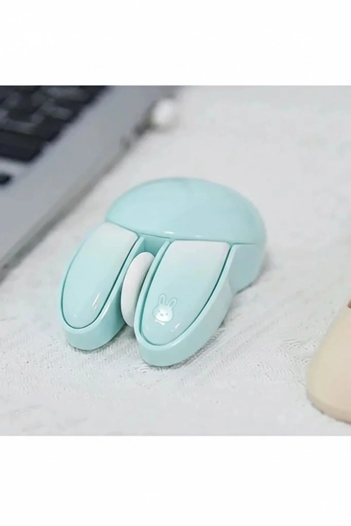Tavşan Figürlü Kablosuz Mouse Pil Dahil Etiket Hediyeli Mavi - Just Cheap Store Görsel 4
