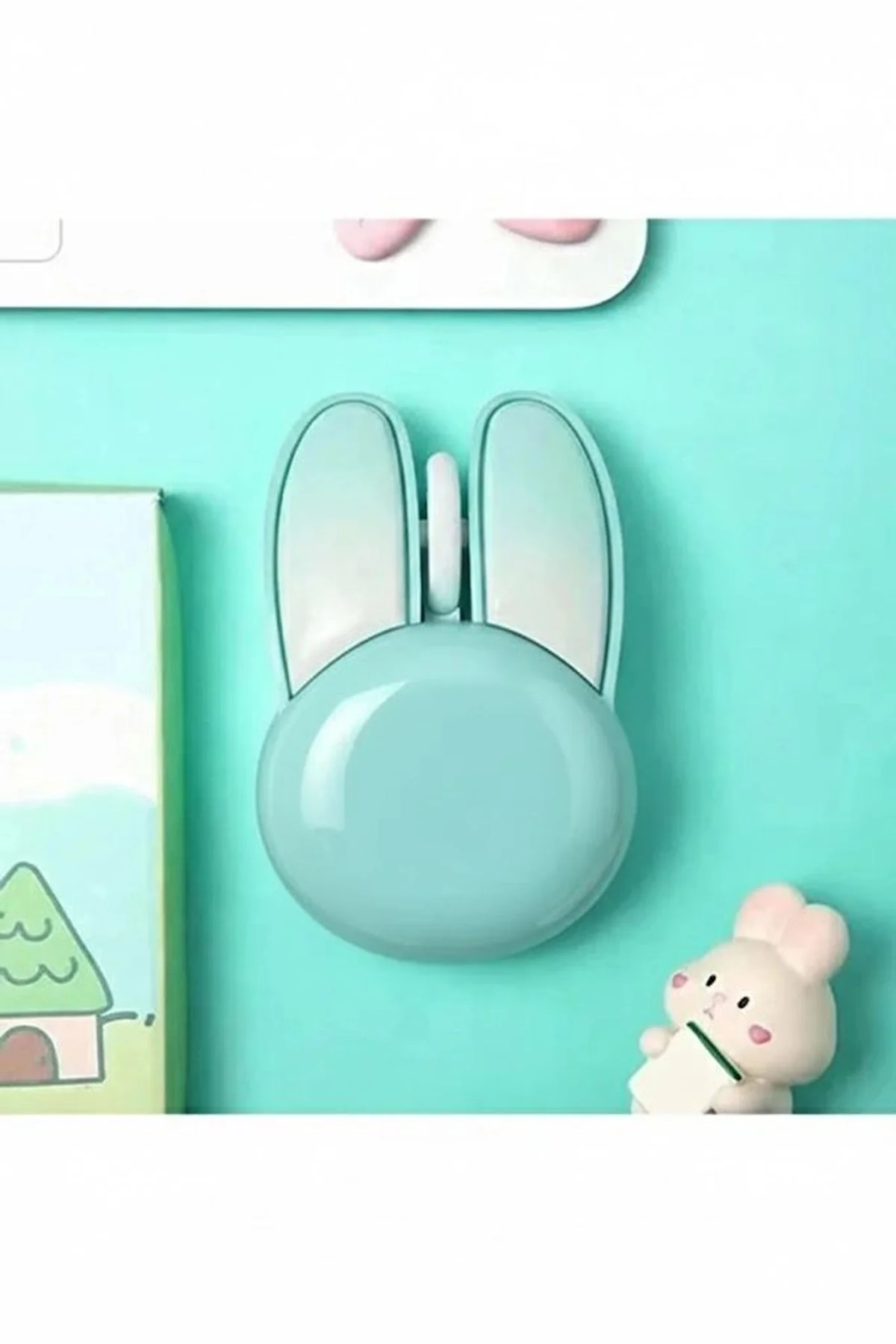 Tavşan Figürlü Kablosuz Mouse Pil Dahil Etiket Hediyeli Mavi - Just Cheap Store Görsel 2