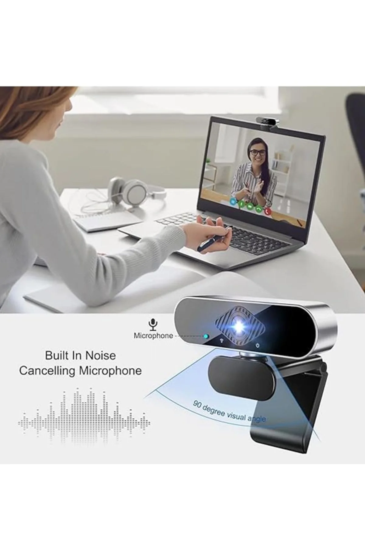 Webcam Orjınal 1080p Hd Konferans Kamera Dahili Mikrofon Görüntülü Sohbet Yayın Kamerası Hd Video Ae - Just Cheap Store Görsel 4
