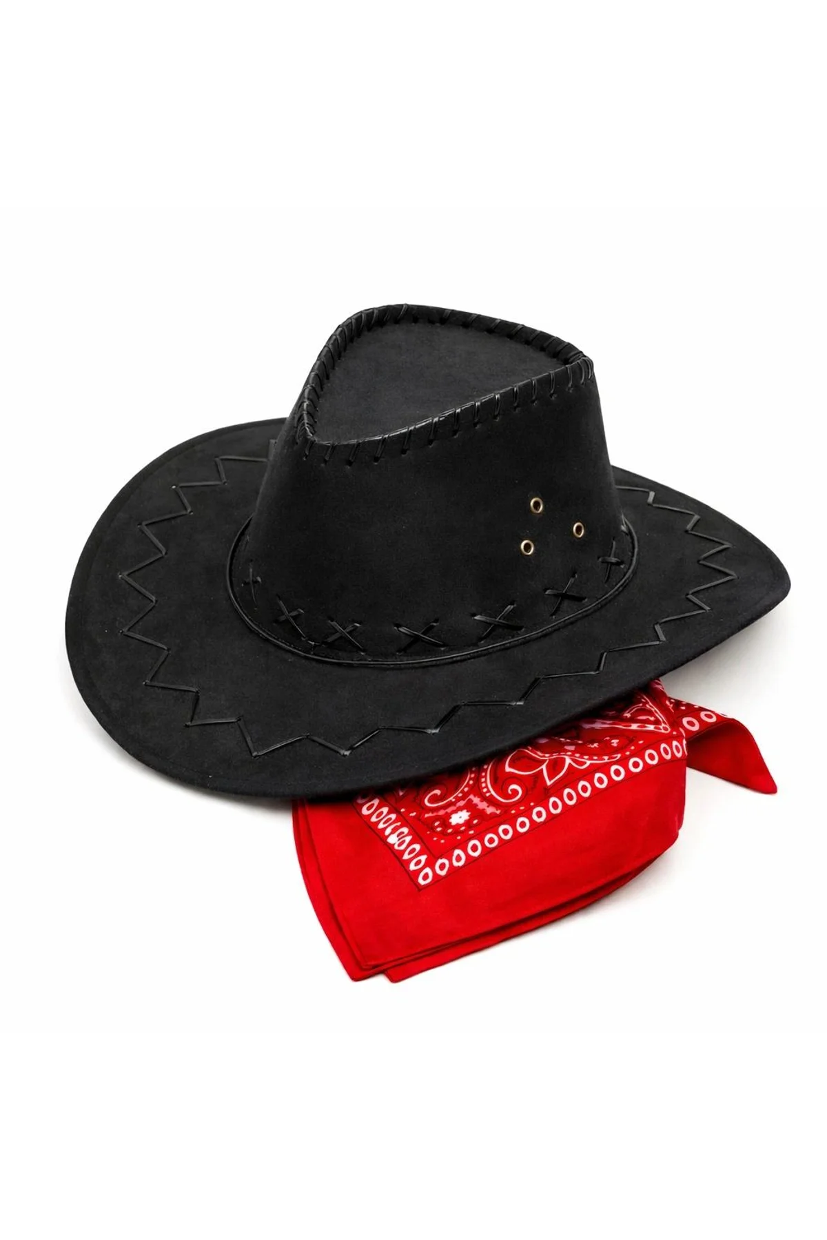 Çocuk Kovboy Şapka Siyah Kırmızı Bandana Seti - Just Cheap Store Görsel 2