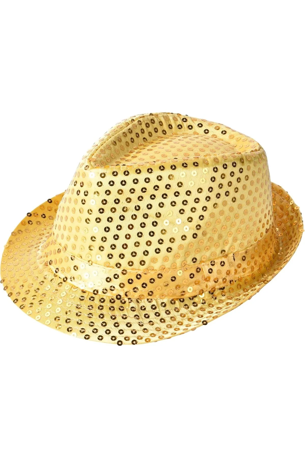 Disko Altın Gold Payetli Fötr Şapka Yetişkin Boy