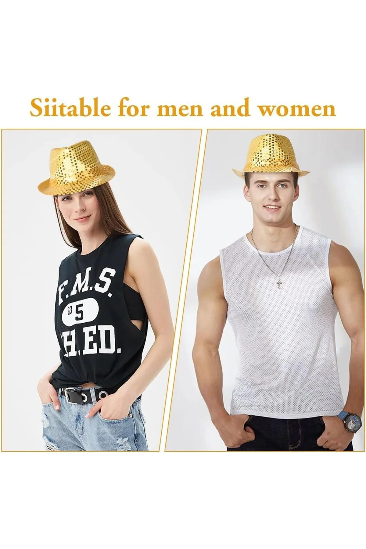Disko Altın Gold Payetli Fötr Şapka Yetişkin Boy - Just Cheap Store Görsel 3