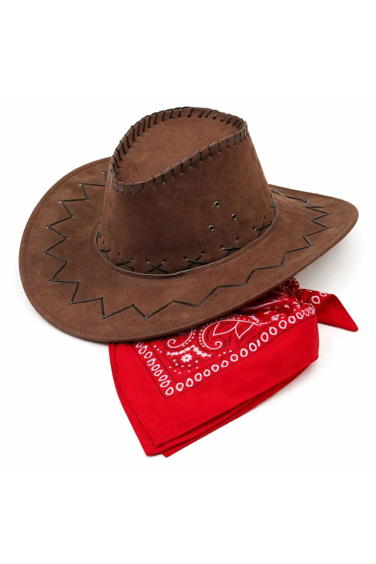 Çocuk Kovboy Şapka Kahverengi Kırmızı Bandana Seti - Just Cheap Store Görsel 2
