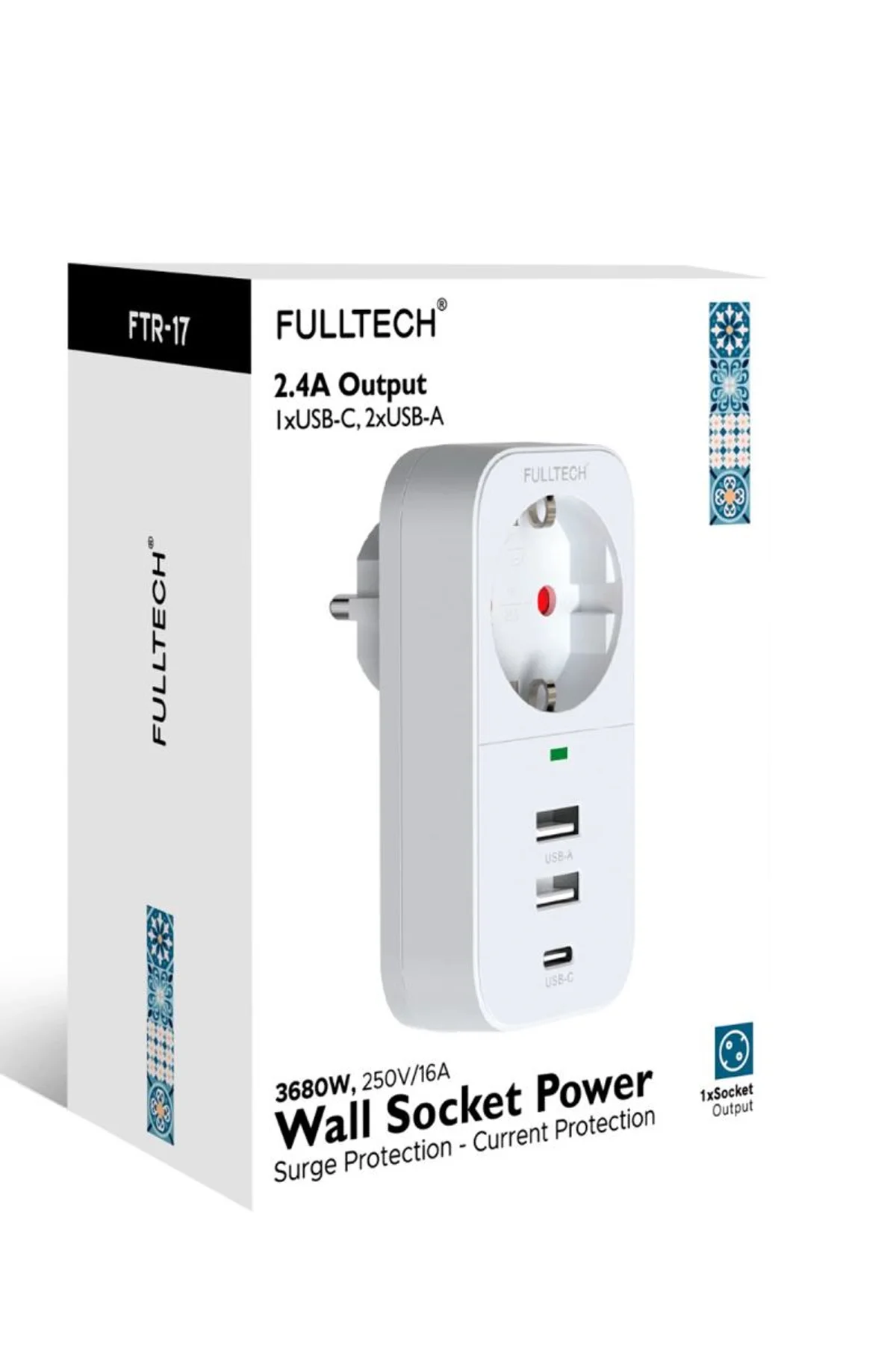 2.4a Çıkışlı 2xusb 1xtype-c Tekli Priz Ftr-17 - Just Cheap Store Görsel 2