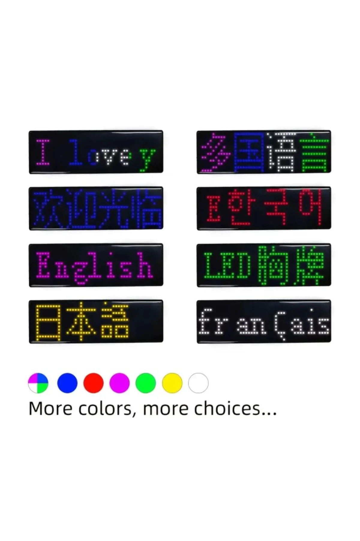 Matrix Kayan Led Yaka Rozeti Mobil Kontrollü Dijital Etiket 9×3cm - Just Cheap Store Görsel 4