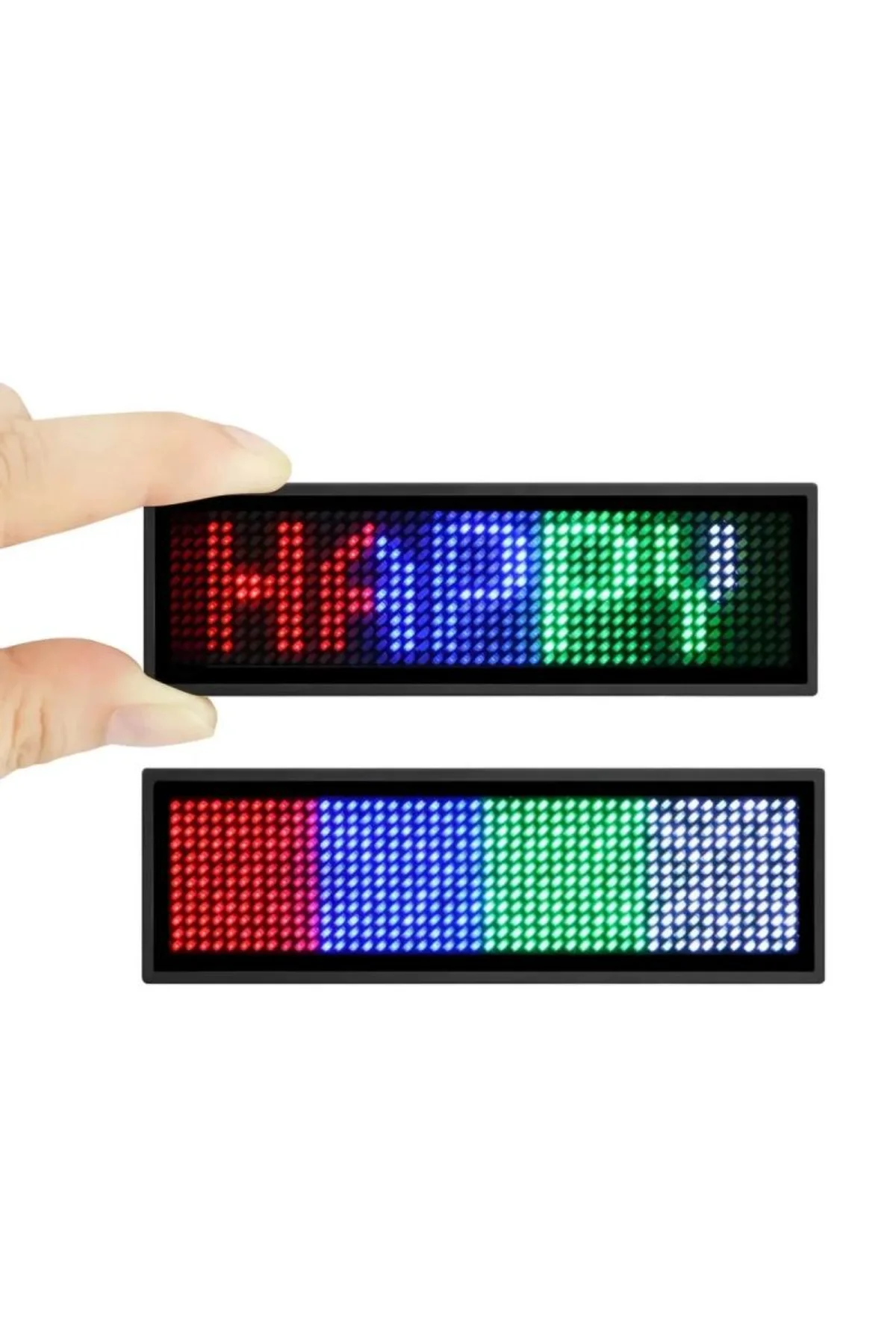 Matrix Kayan Led Yaka Rozeti Mobil Kontrollü Dijital Etiket 9×3cm - Just Cheap Store Görsel 5