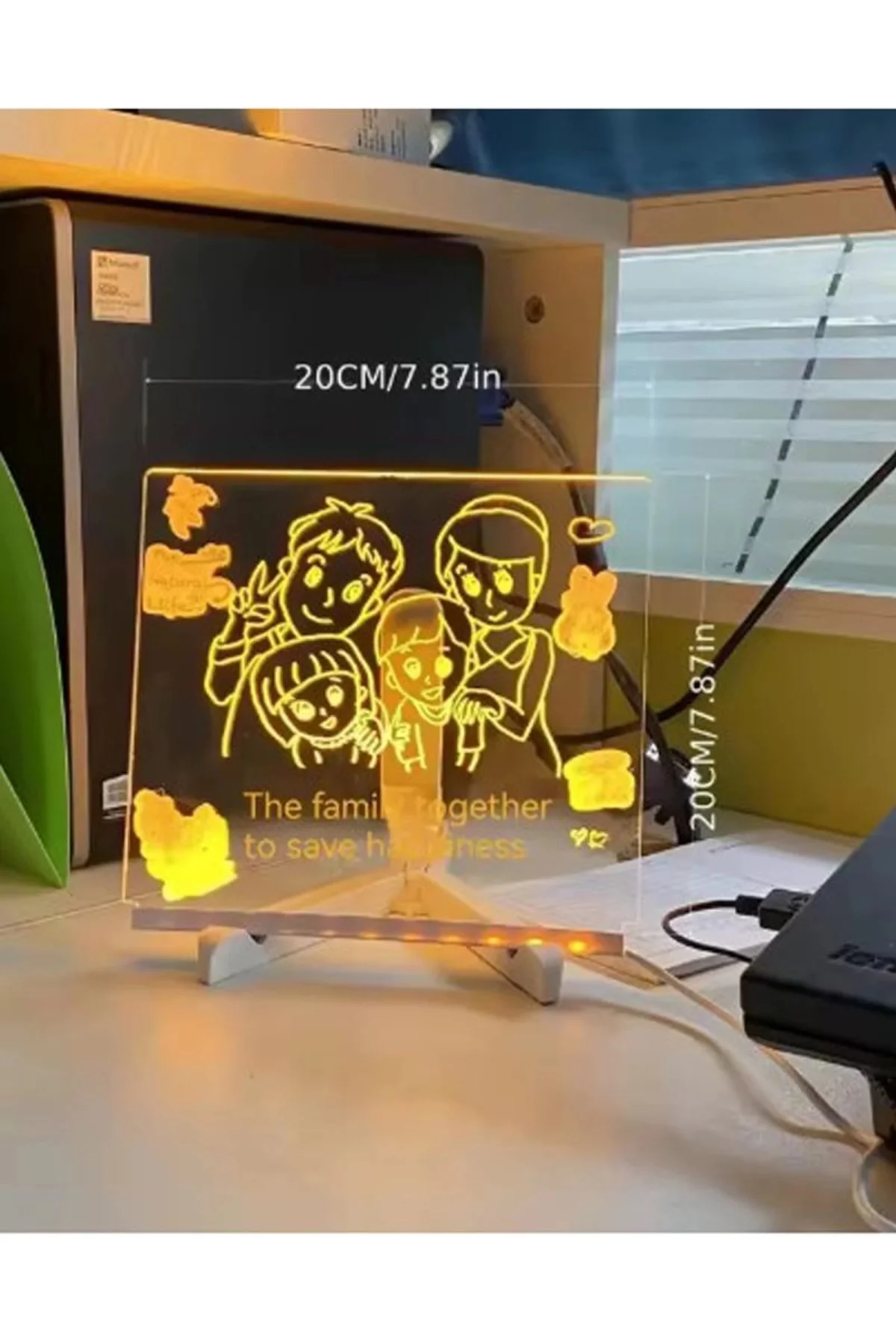 Neon Işıklı 7 Renk Işık Boyama Kalemli Led Resim Panosu Boyama Tahtası Kalemleri 20 X 20 - Just Cheap Store Görsel 2
