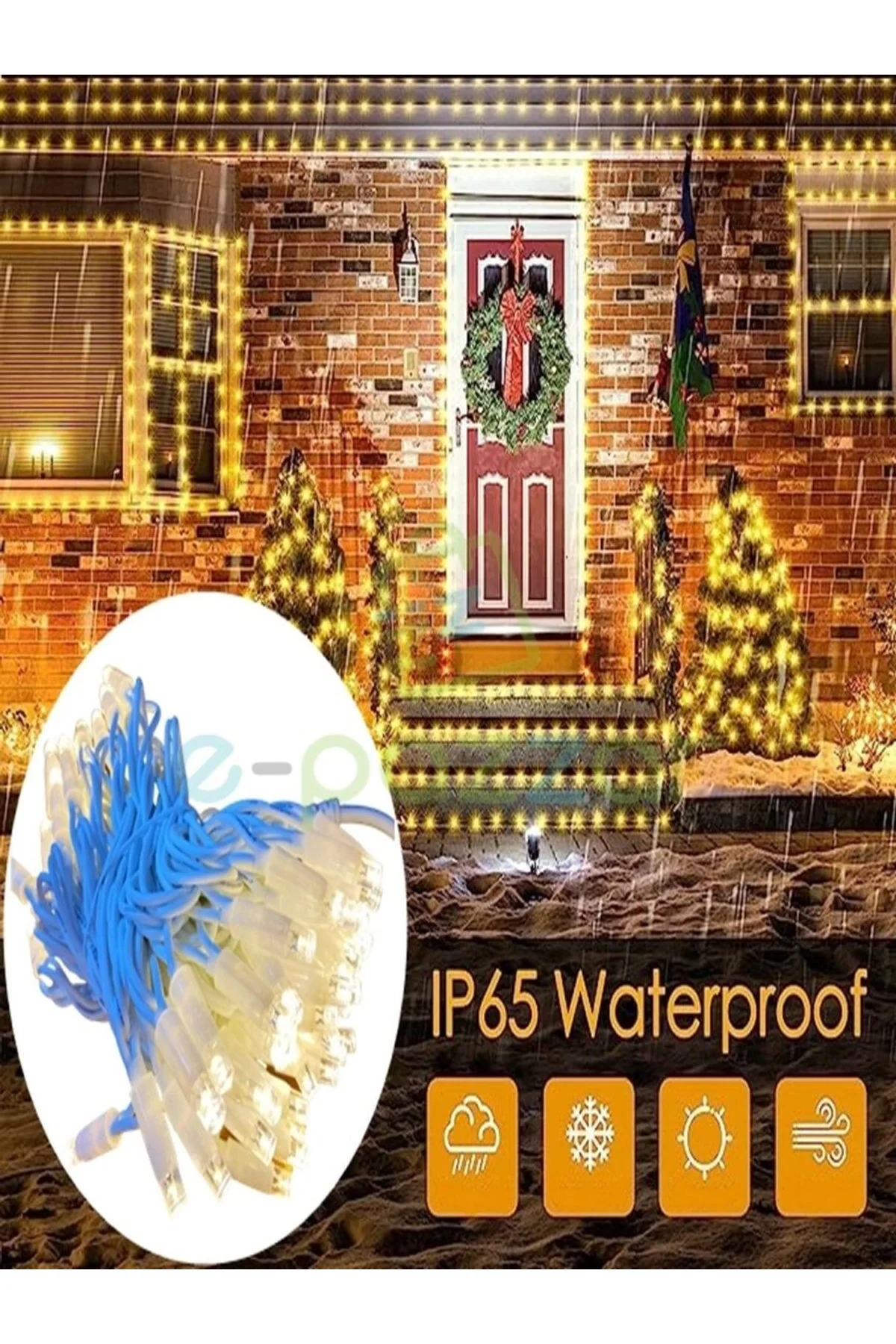 10m 100 Led Ip65 Dış Mekan Led Işık Beyaz Kablo - Just Cheap Store Görsel 3