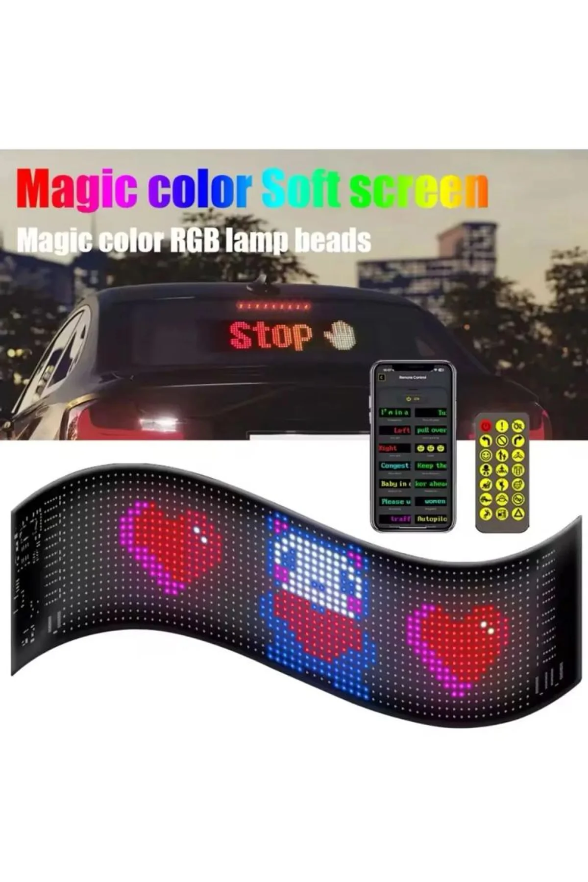 Led Panel Cama Yapışan Telefon Kontrollü Led Ekran Panel 16*64 Led Sayısı - Just Cheap Store Görsel 3