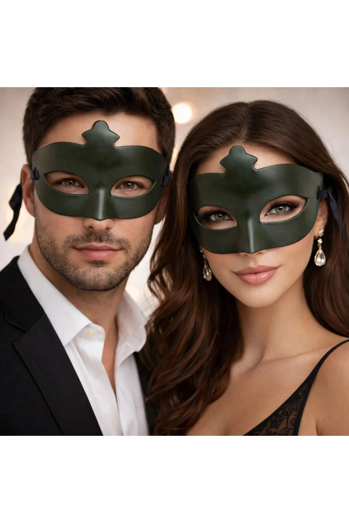Haki Yeşil Gizemli Masquerade Maskesi - Just Cheap Store Görsel 2