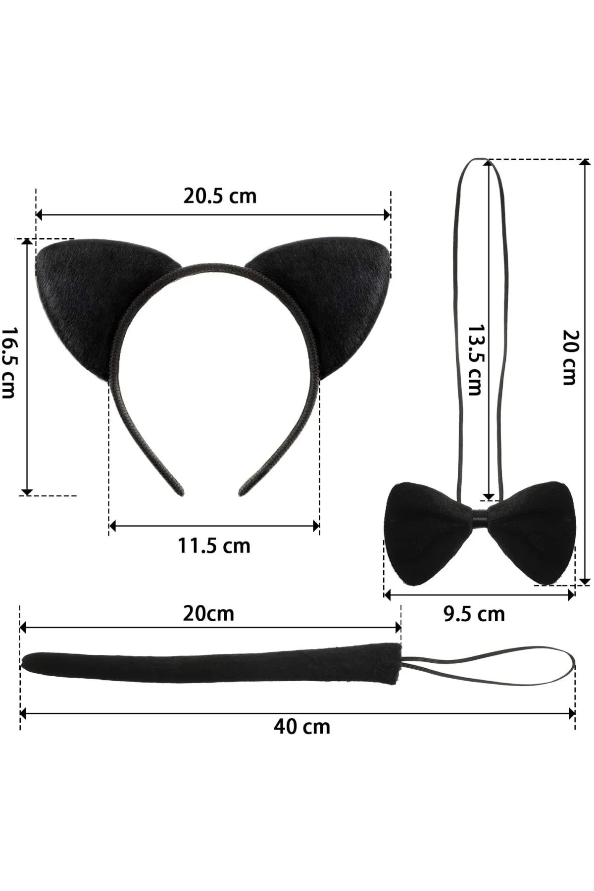 Kedi Kostüm Taç Kuyruk Papyon Seti 1 Adet - Just Cheap Store Görsel 2