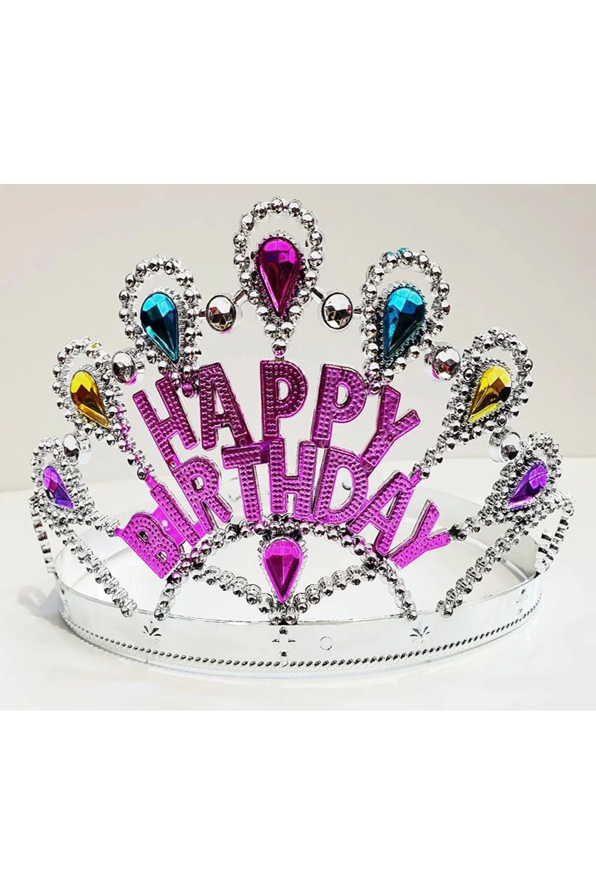 Gümüş Renk Happy Birthday Yazılı Doğum Günü Tacı 60 Cm - Just Cheap Store Görsel 2