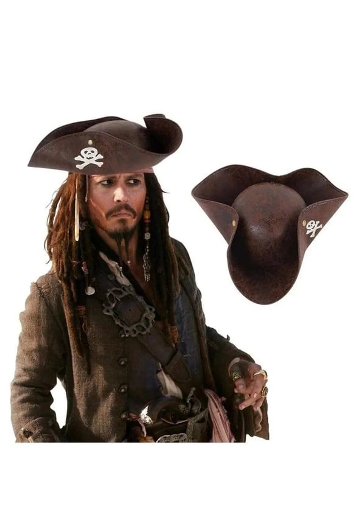 Kaptan Jack Korsan Şapkası Vinleks Deri Denizci Korsan Şapkası - Just Cheap Store Görsel 3