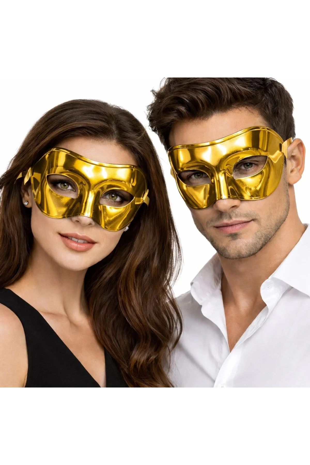 Metalize Parlak Parti Maskesi Altın Gold Renk 16x7 Cm - Just Cheap Store Görsel 2