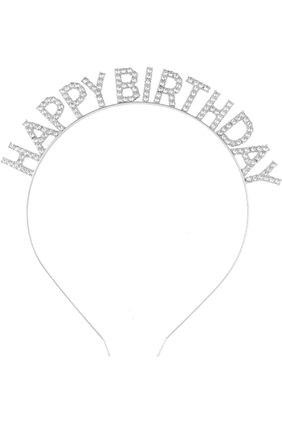 Gümüş Kristal Taşlı Happy Birthday Doğum Günü Tacı İthal Ürün A Kalite 17x16 Cm