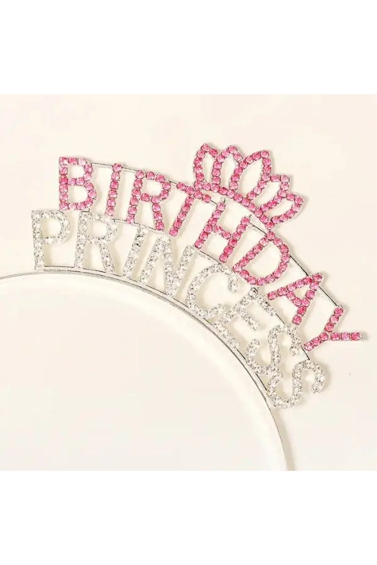 Kristal Taşlı Pembe Birthday Princess Yazılı Parti Tacı 19x11 Cm - Just Cheap Store Görsel 3