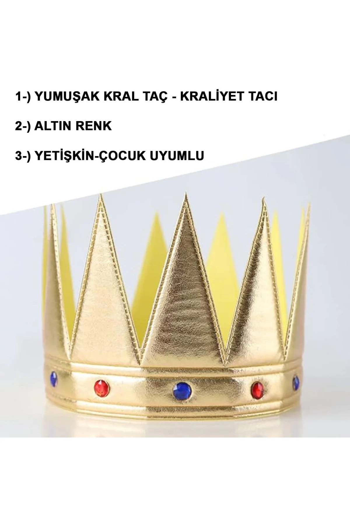 Altın Renk Eva Yumuşak Kral Kraliyet Tacı Yetişkin Çocuk Uyumlu 55 Cm - Just Cheap Store Görsel 2