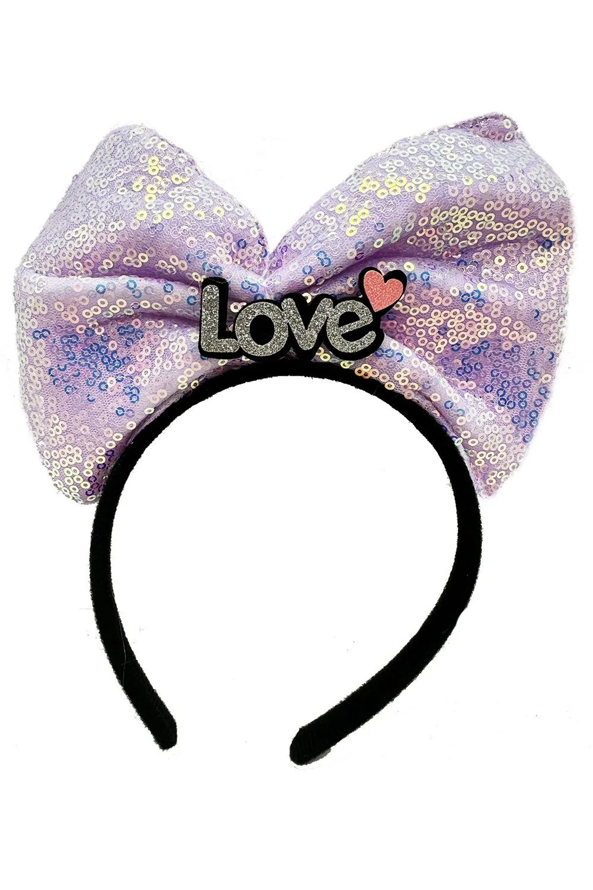 Led Işıklı 3 Farklı Fonksiyonda Yanan Gümüş Love Yazılı Lila Fiyonk Taç 20x17 Cm - Just Cheap Store Görsel 2