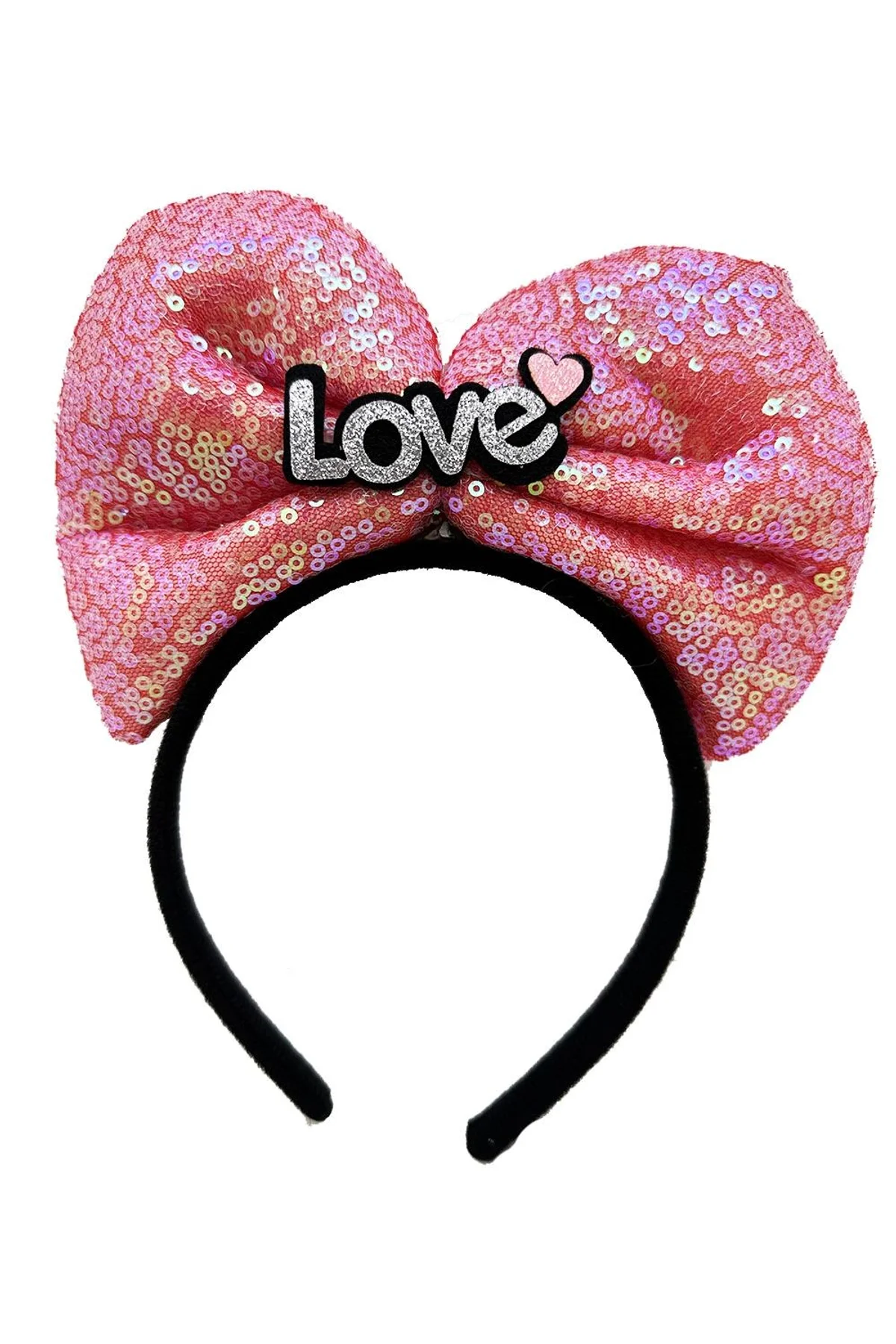 Led Işıklı 3 Farklı Fonksiyonda Yanan Gümüş Love Yazılı Fuşya Pembe Fiyonk Taç 20x17 Cm - Just Cheap Store Görsel 2