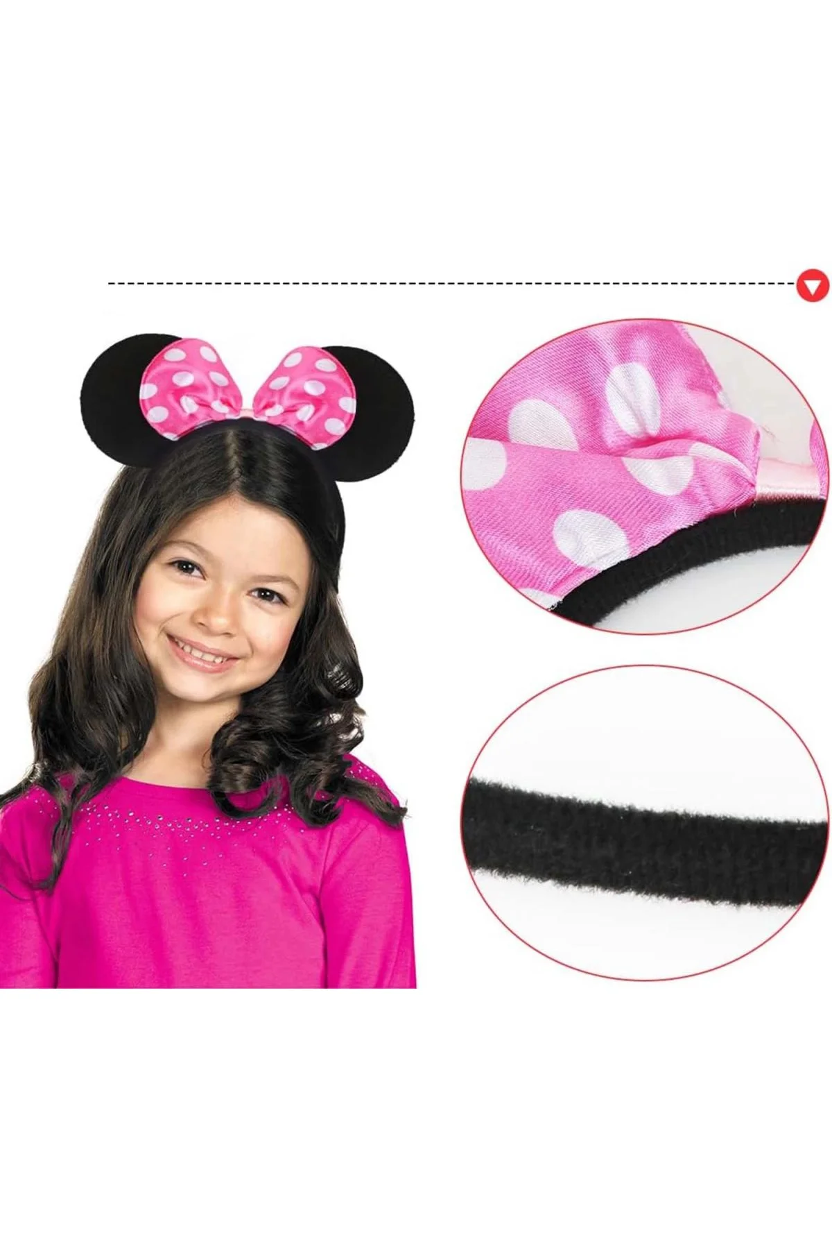 Pembe Fiyonklu Minnie Mouse Tacı Mini Kulak