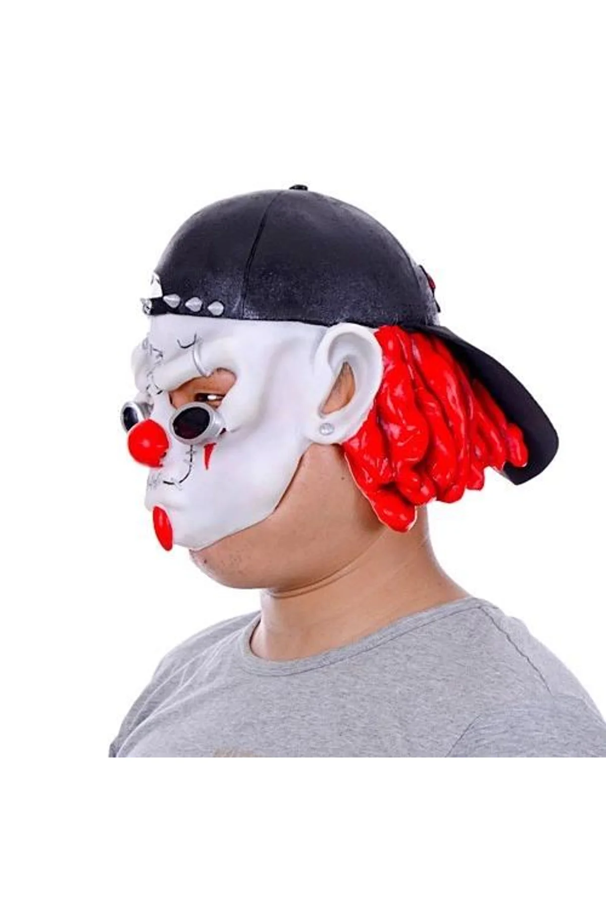 Lateks Şapkalı Gözlüklü Beyaz Maske - Just Cheap Store Görsel 2