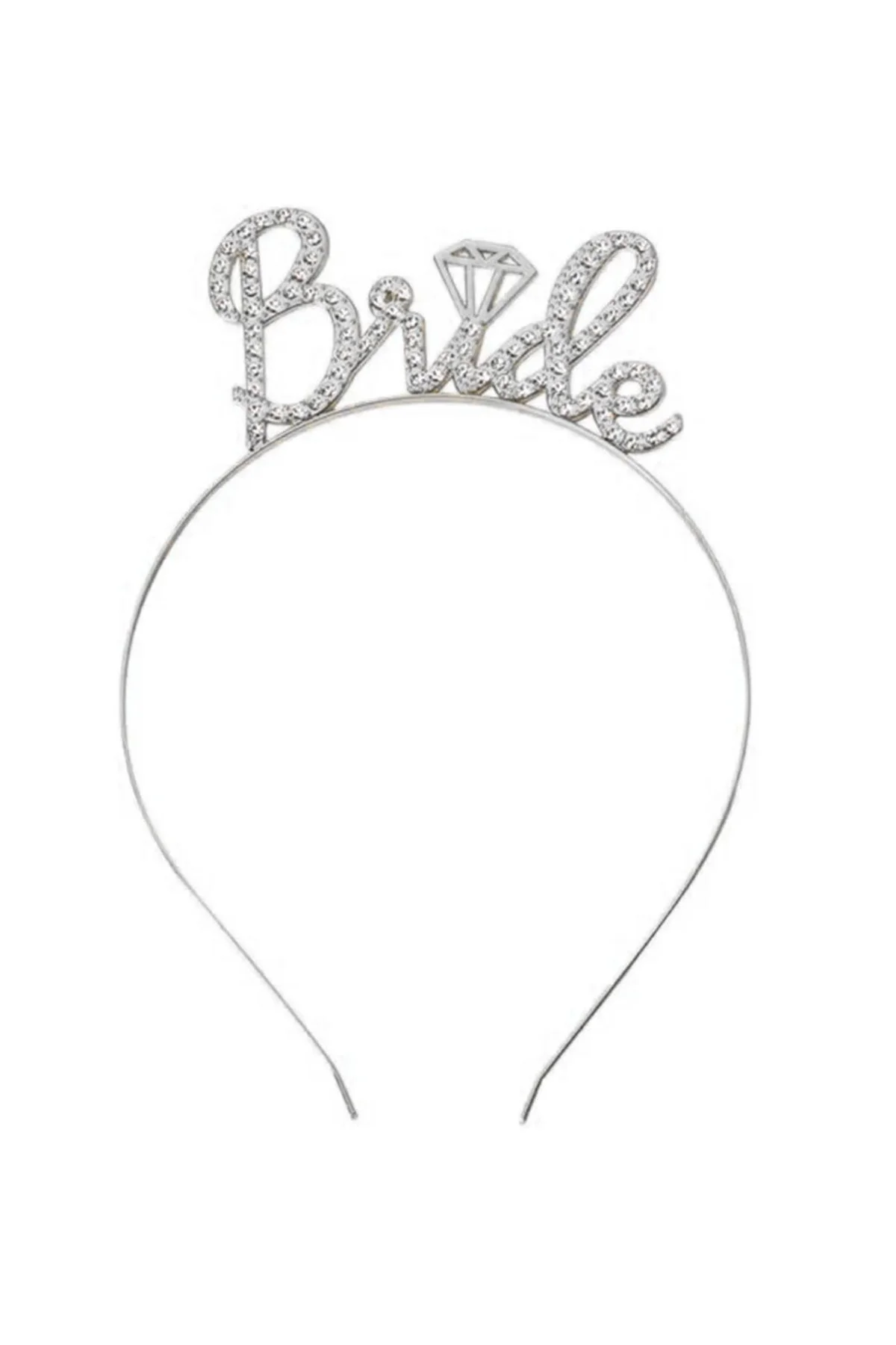 Gümüş Renkli Taşlı “bride” Gelin Tacı – El Yazısı Yazı Tipiyle - Just Cheap Store Görsel 3