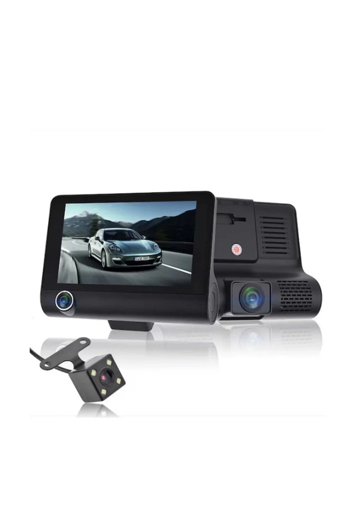 Araç Içi Kamera Gece Görüşlü 3 Kameralı 4 Inç 1080p Yol Kayıt Kamerası Geri Vites - Just Cheap Store Görsel 2