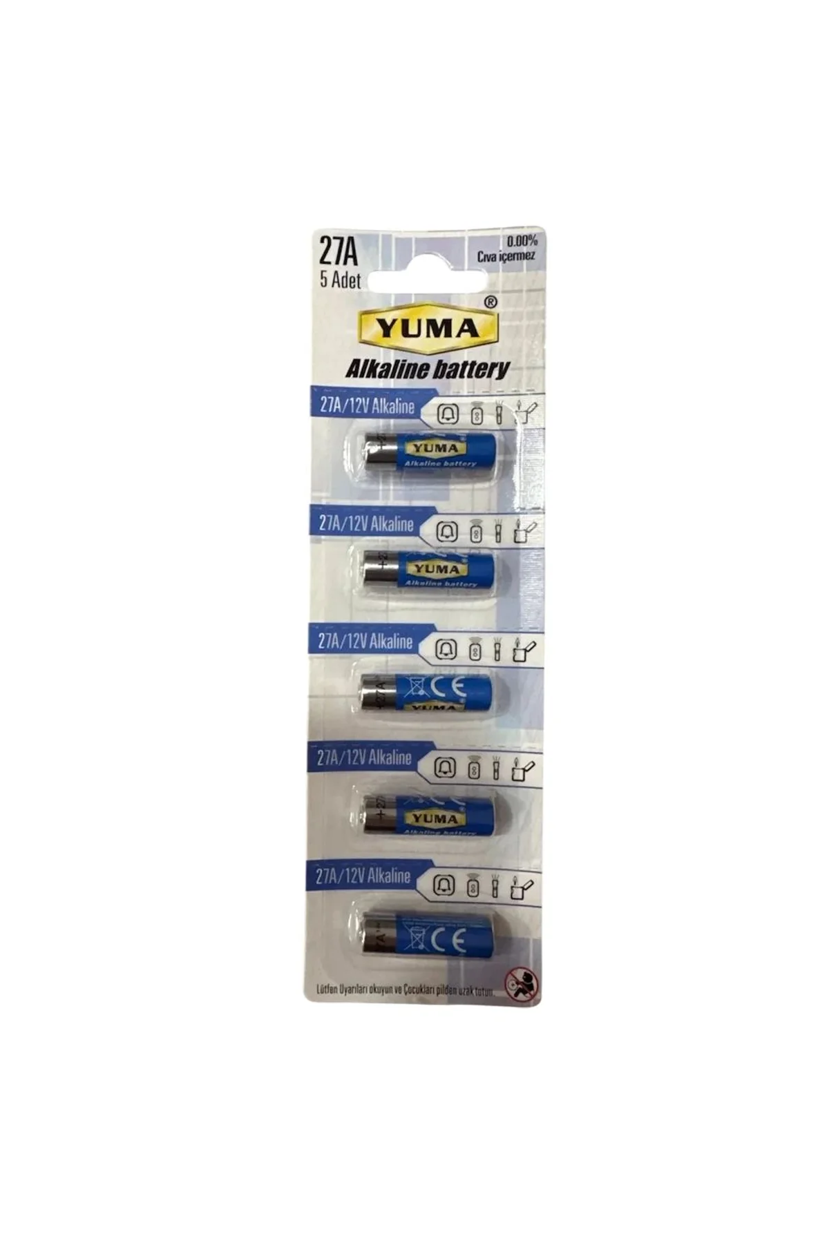 Yuma 27a Mn27 V27a V27ga 12 Volt Alkalin Pil 5’li Paket