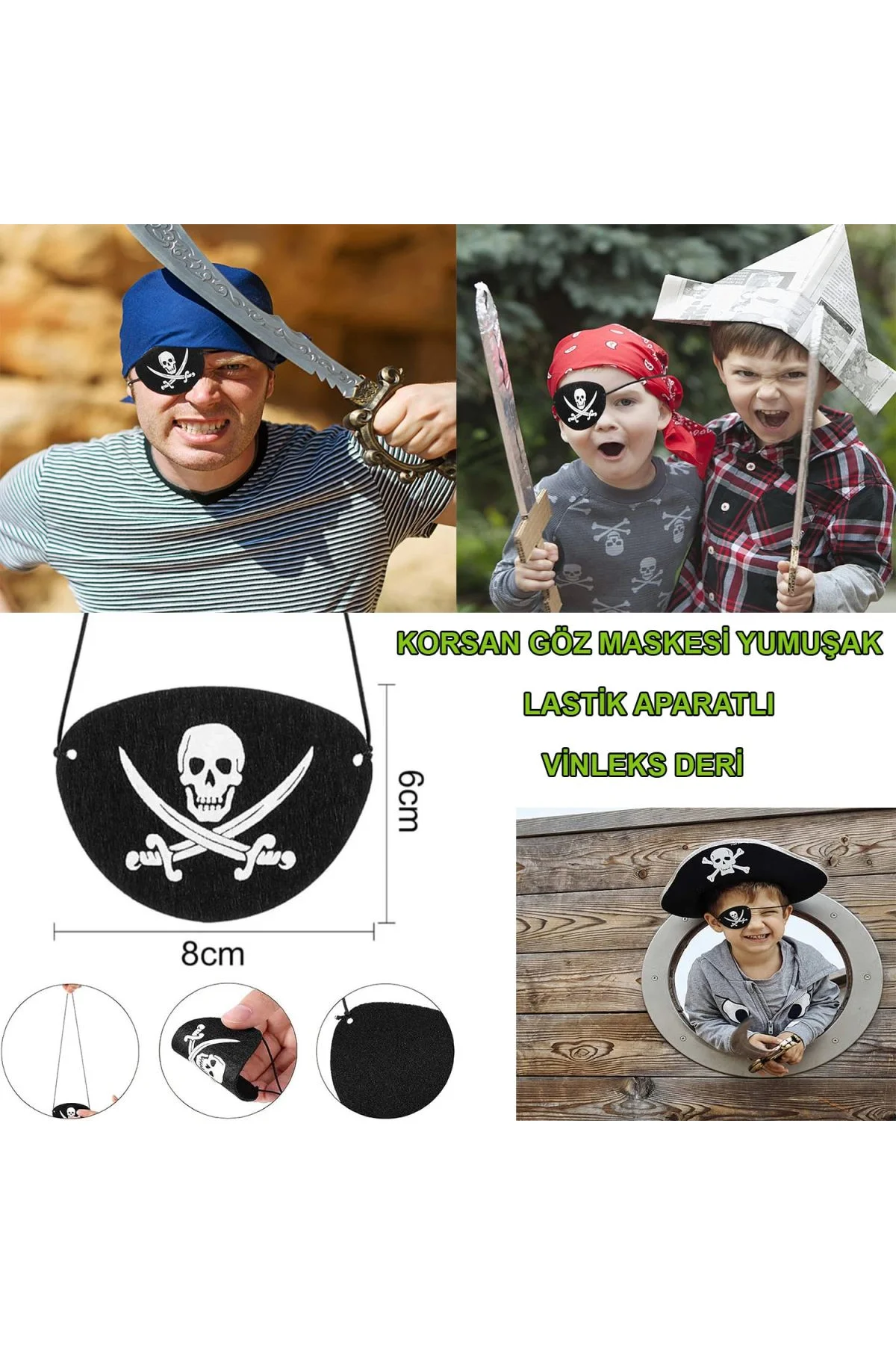 İthal Vinleks Deri Korsan Göz Bandı - Lastikli Yumuşak - Just Cheap Store Görsel 2