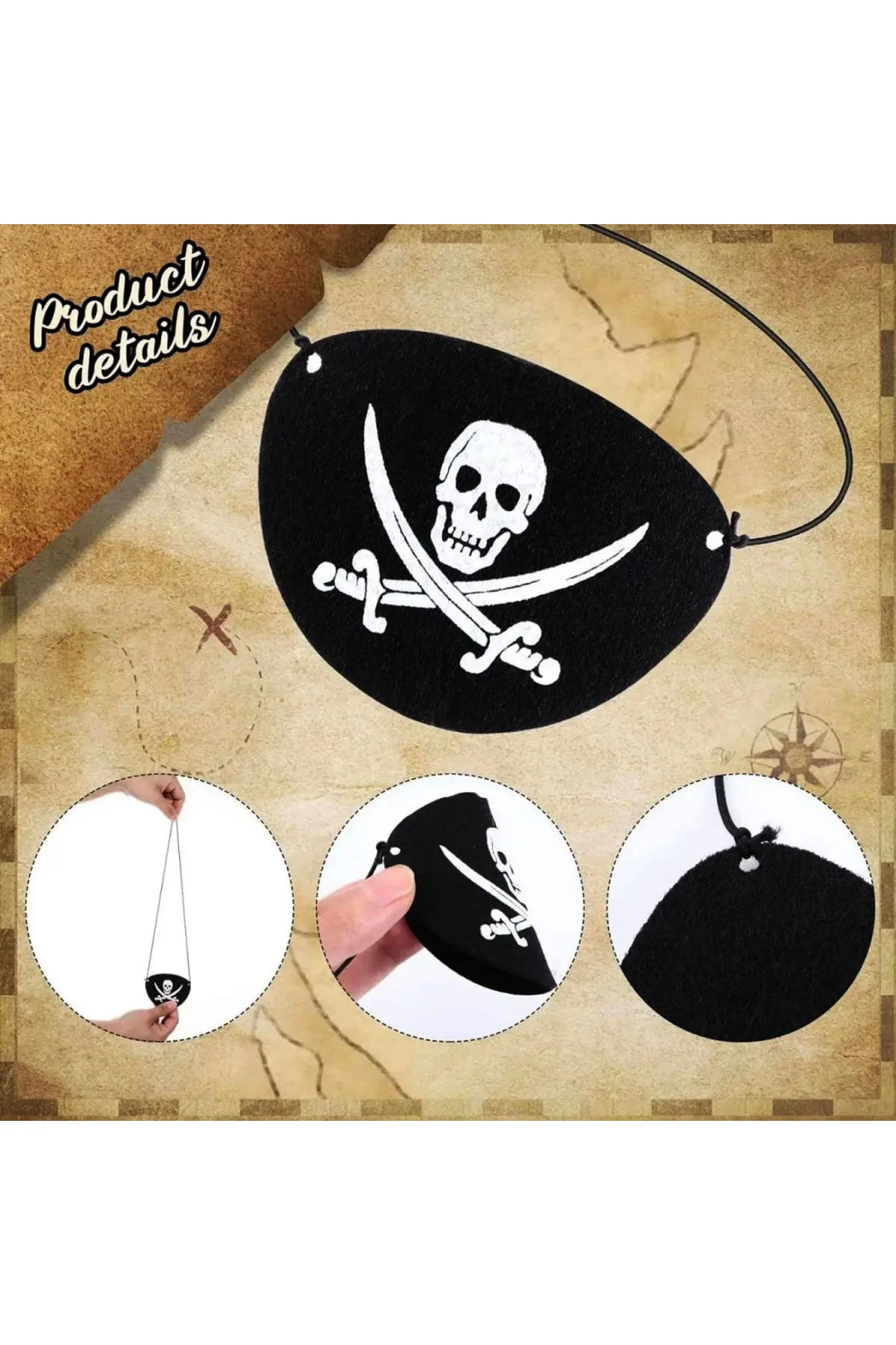 İthal Vinleks Deri Korsan Göz Bandı - Lastikli Yumuşak - Just Cheap Store Görsel 3