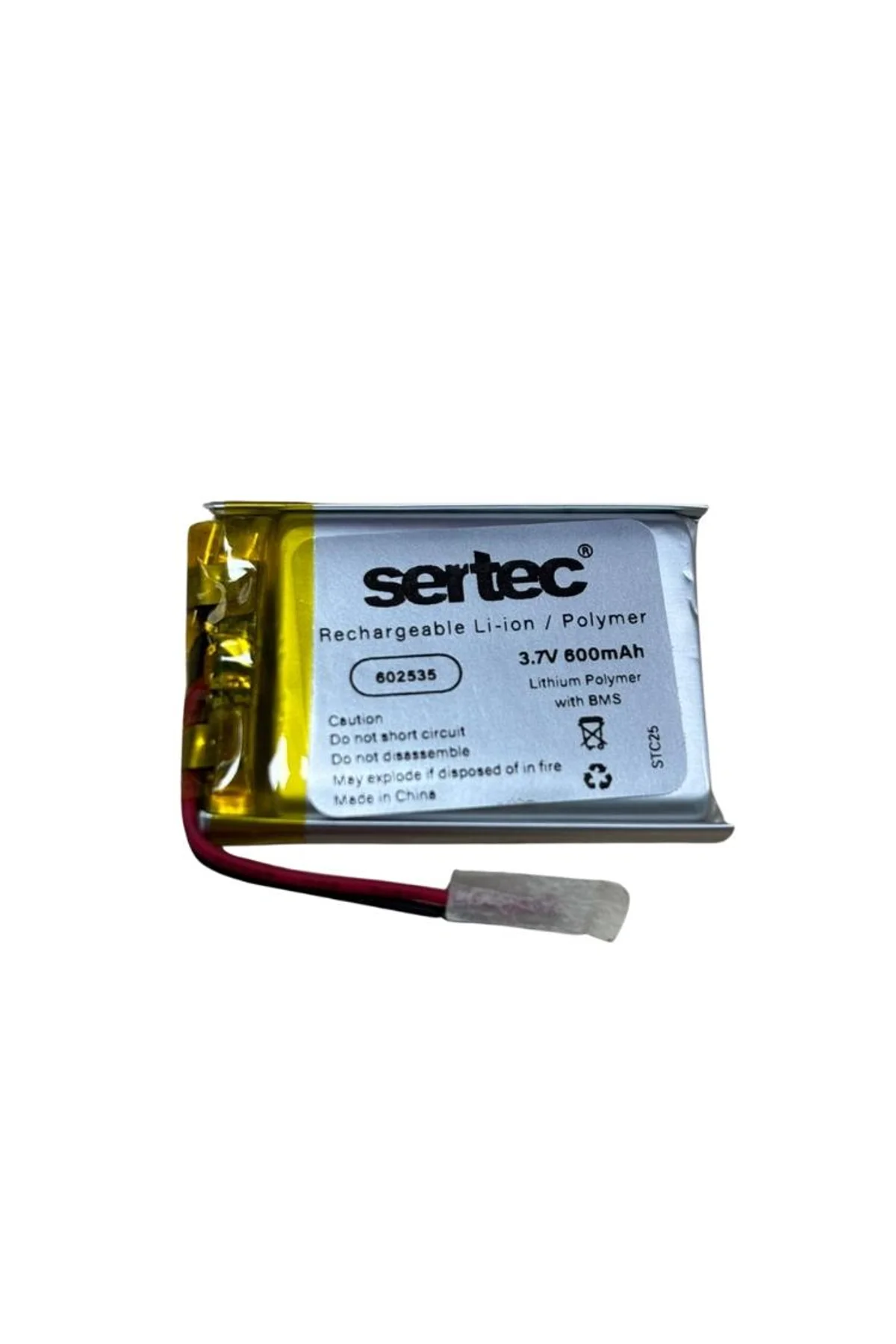 Sertec 602535 3.7v 600 Mah Li-polymer Pil (devreli/1.5a)
