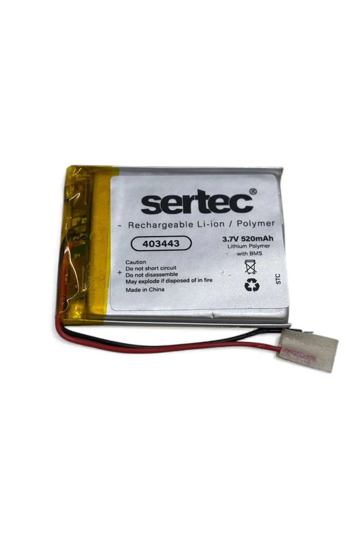 Sertec 403443 3.7v 520 Mah Li-polymer Pil (devreli/1.5a)