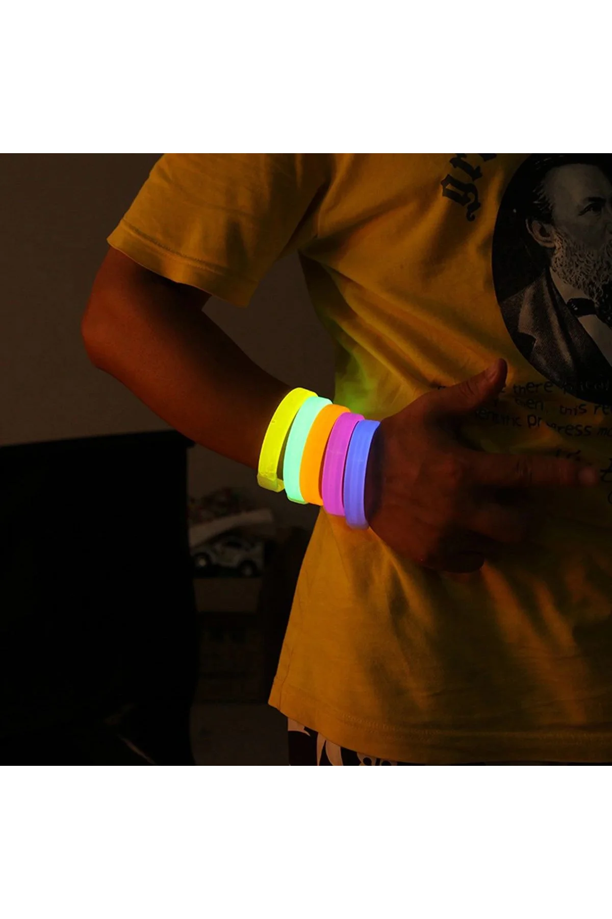Glow Partisi Fosforlu Ekstra Kalın Bileklik 6 Renk 6’lı Set – Baskı Yapılabilir - Just Cheap Store Görsel 2
