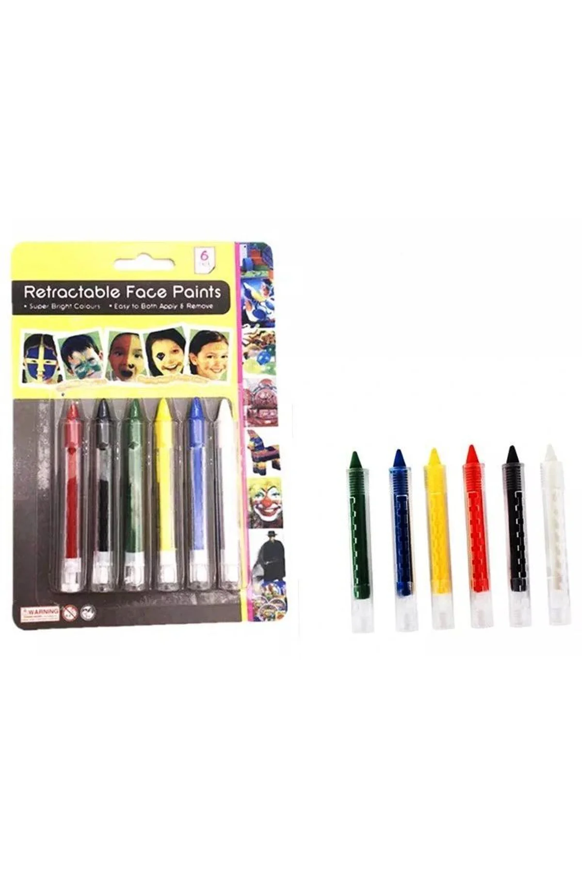 Palyaço Yüz Boyama Seti Kalemli Makyaj Boyama Seti 6 Renk - Just Cheap Store Görsel 3