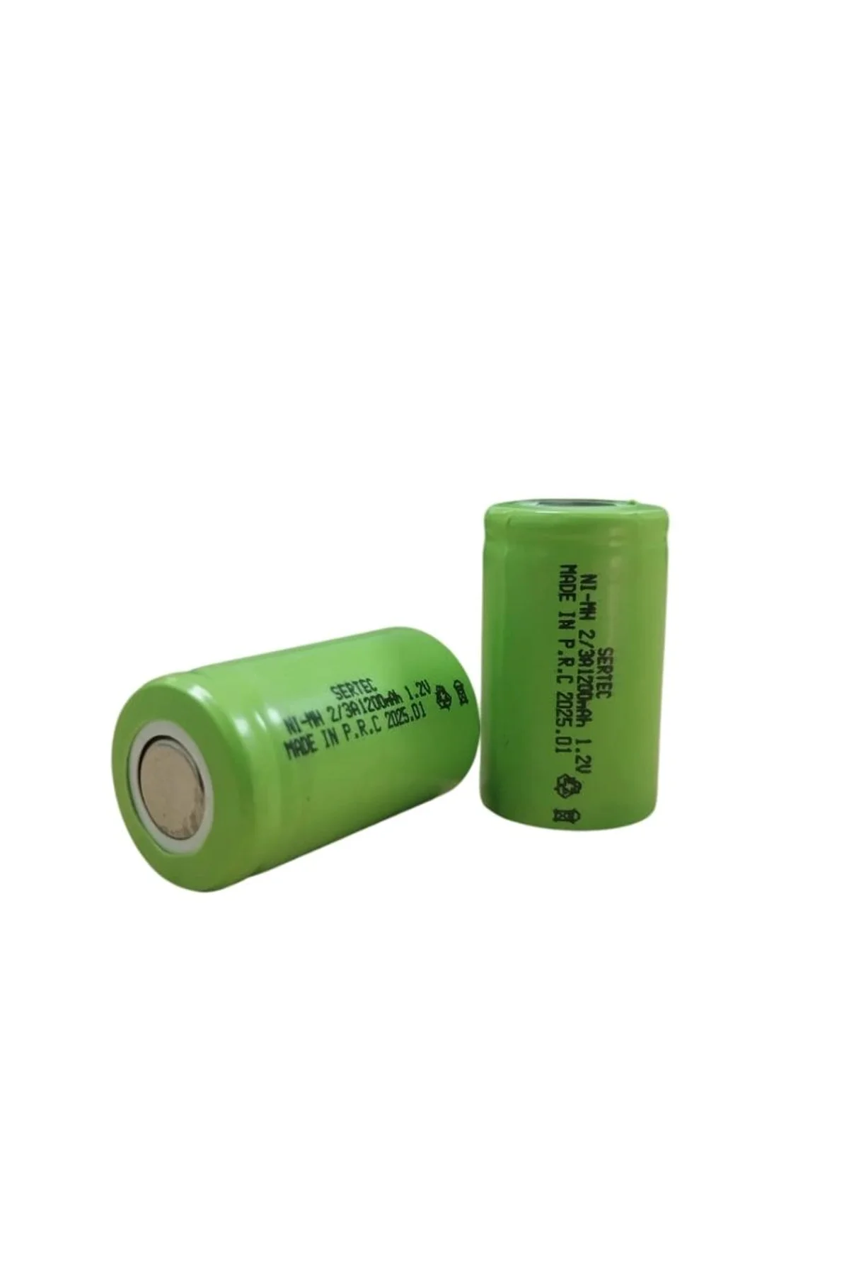Sertec - 1.2v 1200 Mah - 2/3a - Ni-mh Şarjlı Pil - (başsız / Flat Head)