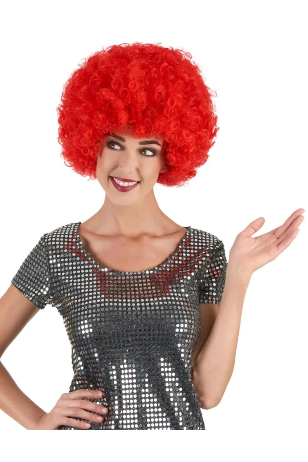 Kırmızı Renk Kıvırcık Afro Bonus Peruk - Just Cheap Store Görsel 2