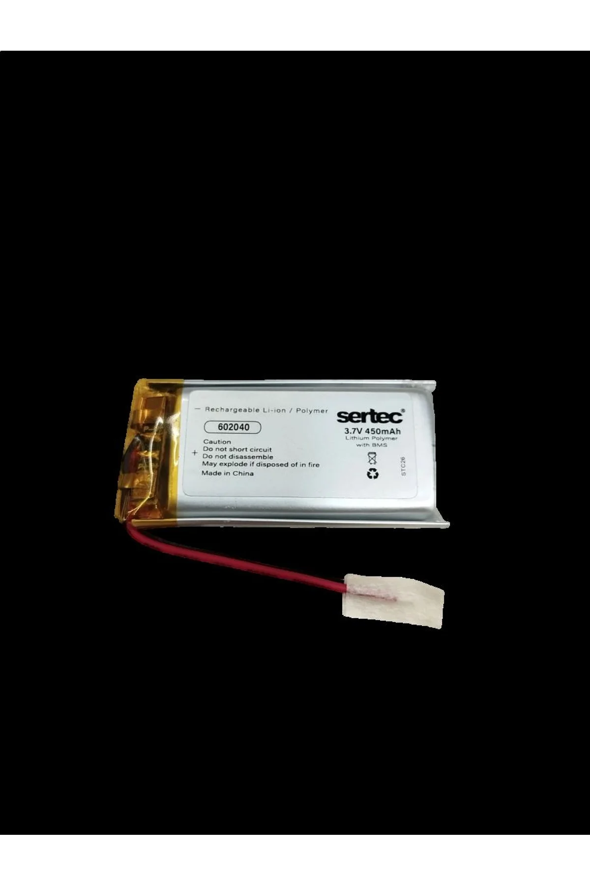 Sertec 602040 3.7v 450 Mah Li-polymer Pil (devreli/1.5a)