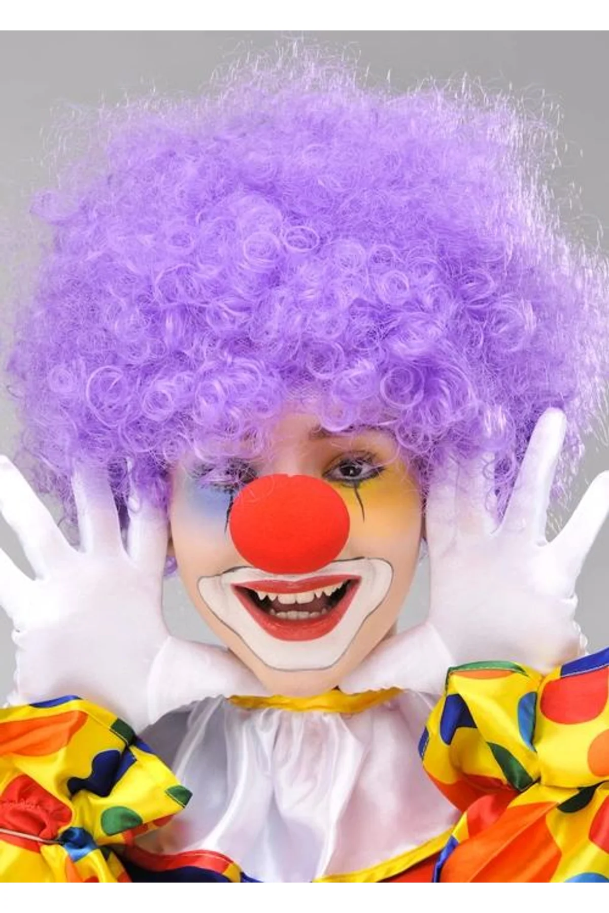 Mor Renk Kıvırcık Afro Bonus Peruk Takma Saç Ve Kırmızı Burun Seti - Just Cheap Store Görsel 2