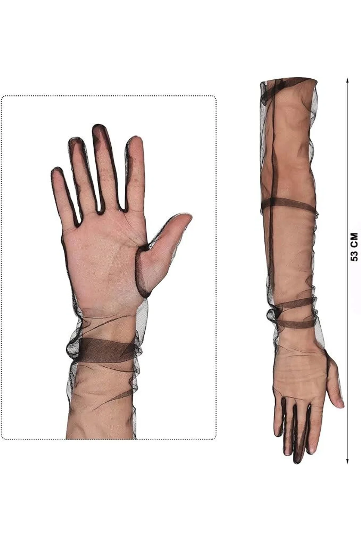 Uzun Boy Likralı Siyah Renk Yetişkin Mega Tül Eldiven 53 Cm - Just Cheap Store Görsel 3