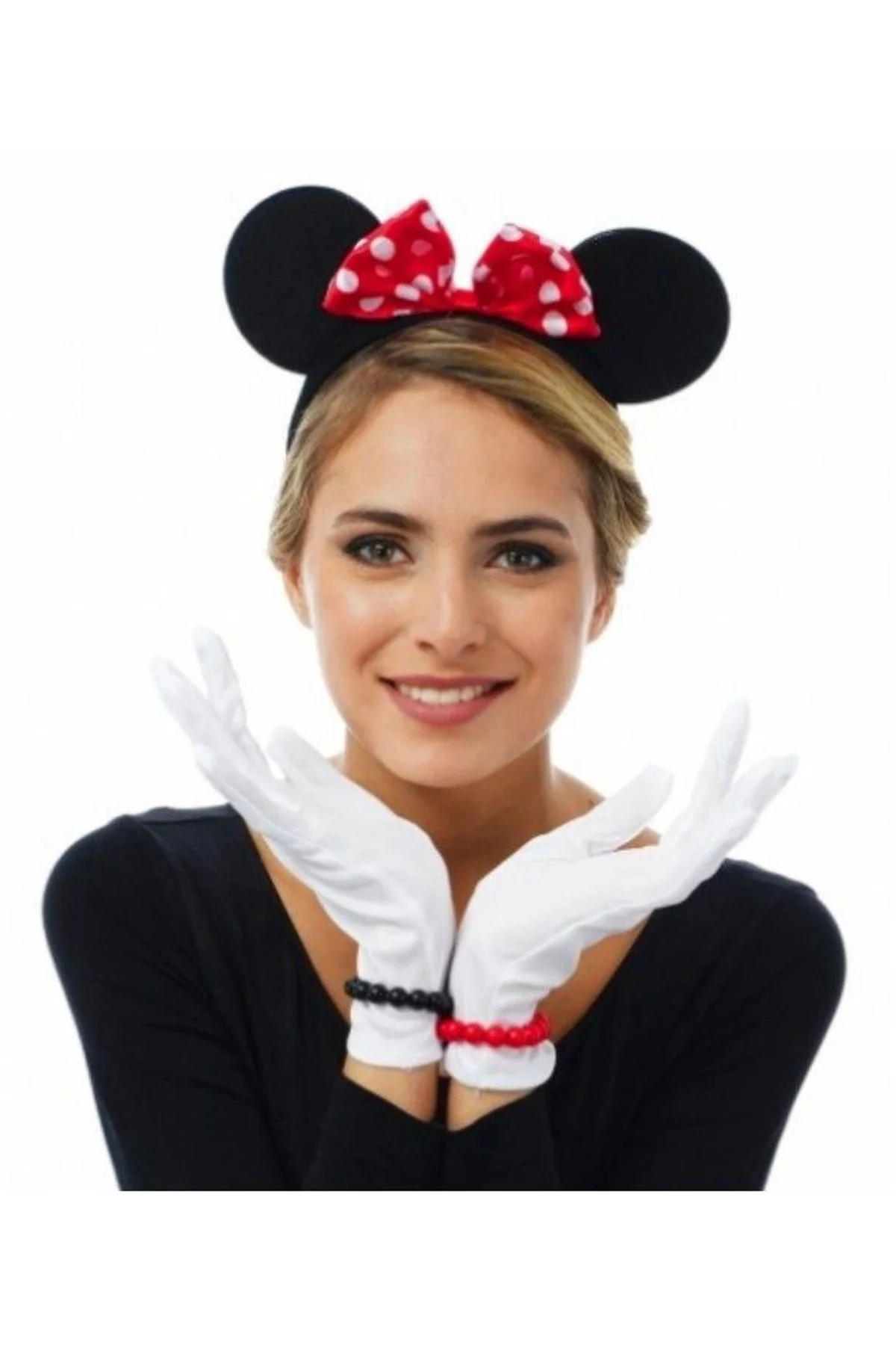 Kırmızı Fiyonklu Minnie Mouse Tacı Ve Beyaz Eldiven Seti - Just Cheap Store Görsel 2