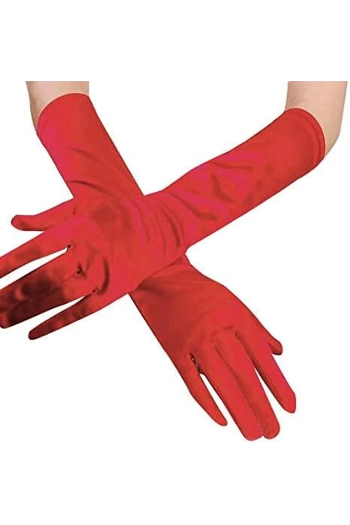 Kırmızı Renk Dirseğe Kadar Uzun Kumaş Eldiven 40 Cm - Just Cheap Store Görsel 2