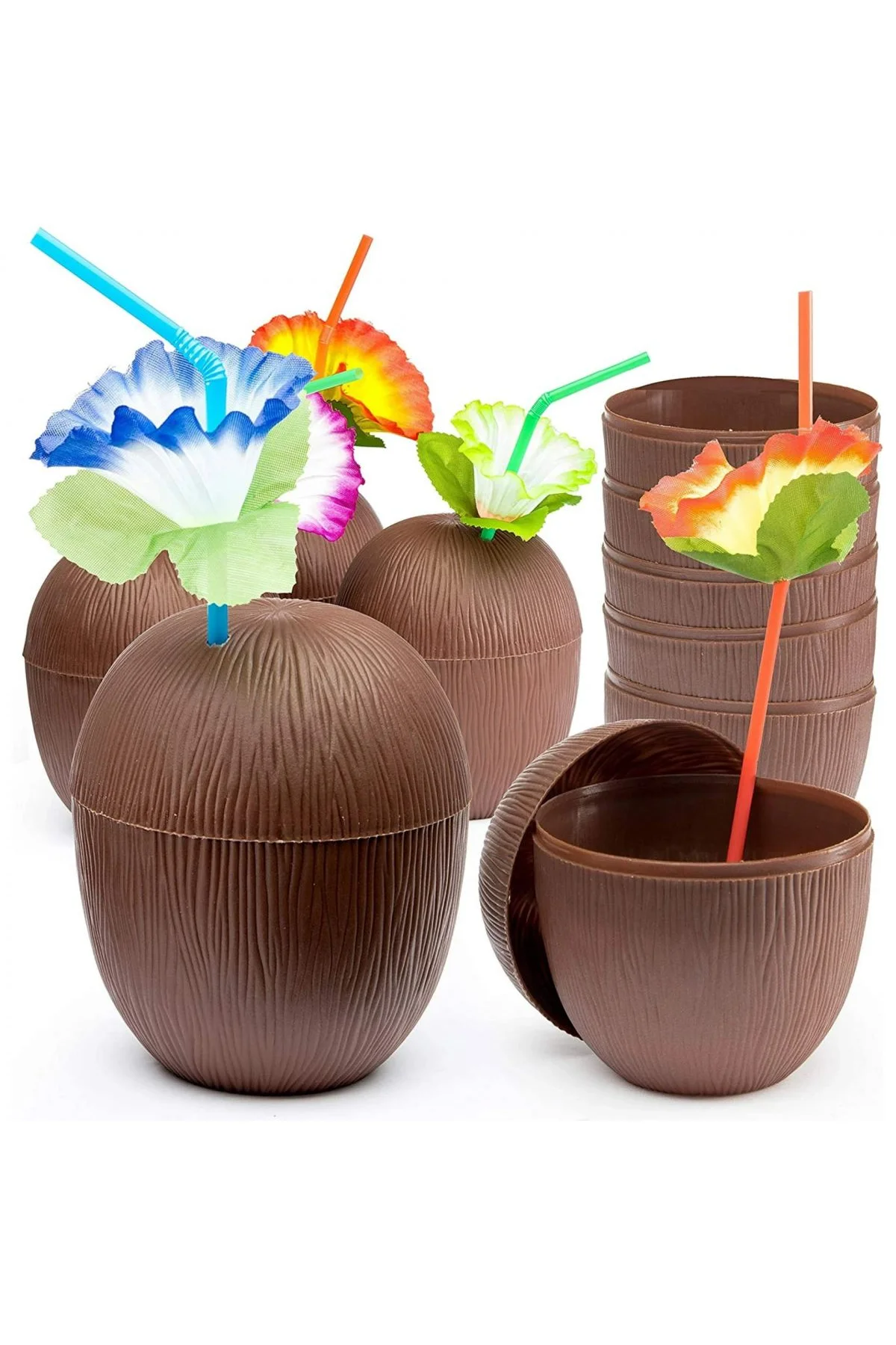 Hindistan Cevizi Hawaii Luau Aloha Pipetli İçecek Kabı Bardak 10x13 Cm 1 Adet - Just Cheap Store Görsel 3