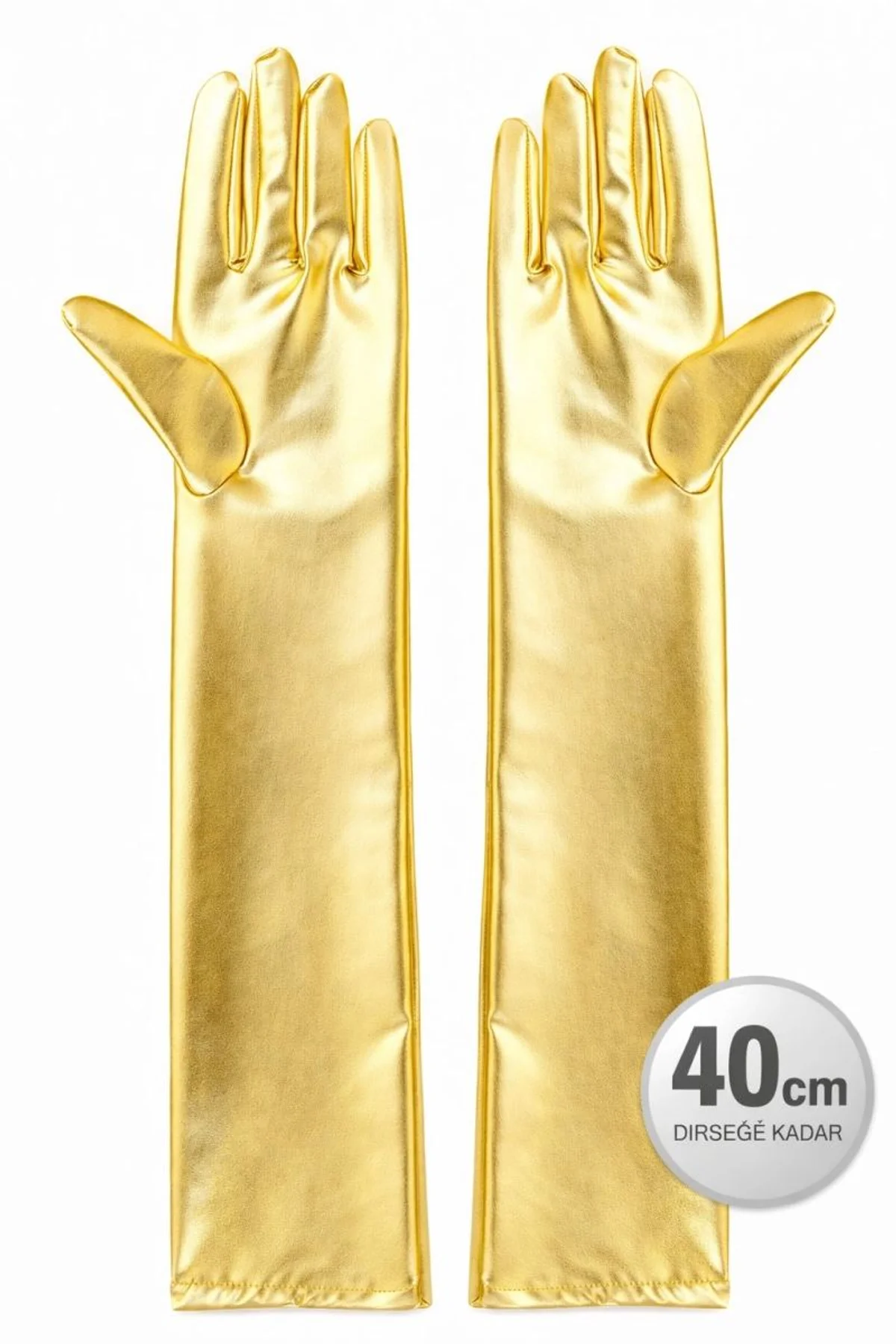 Altın Renk Dirsek Altı Lüks Saten Eldiven 40 Cm - Just Cheap Store Görsel 3