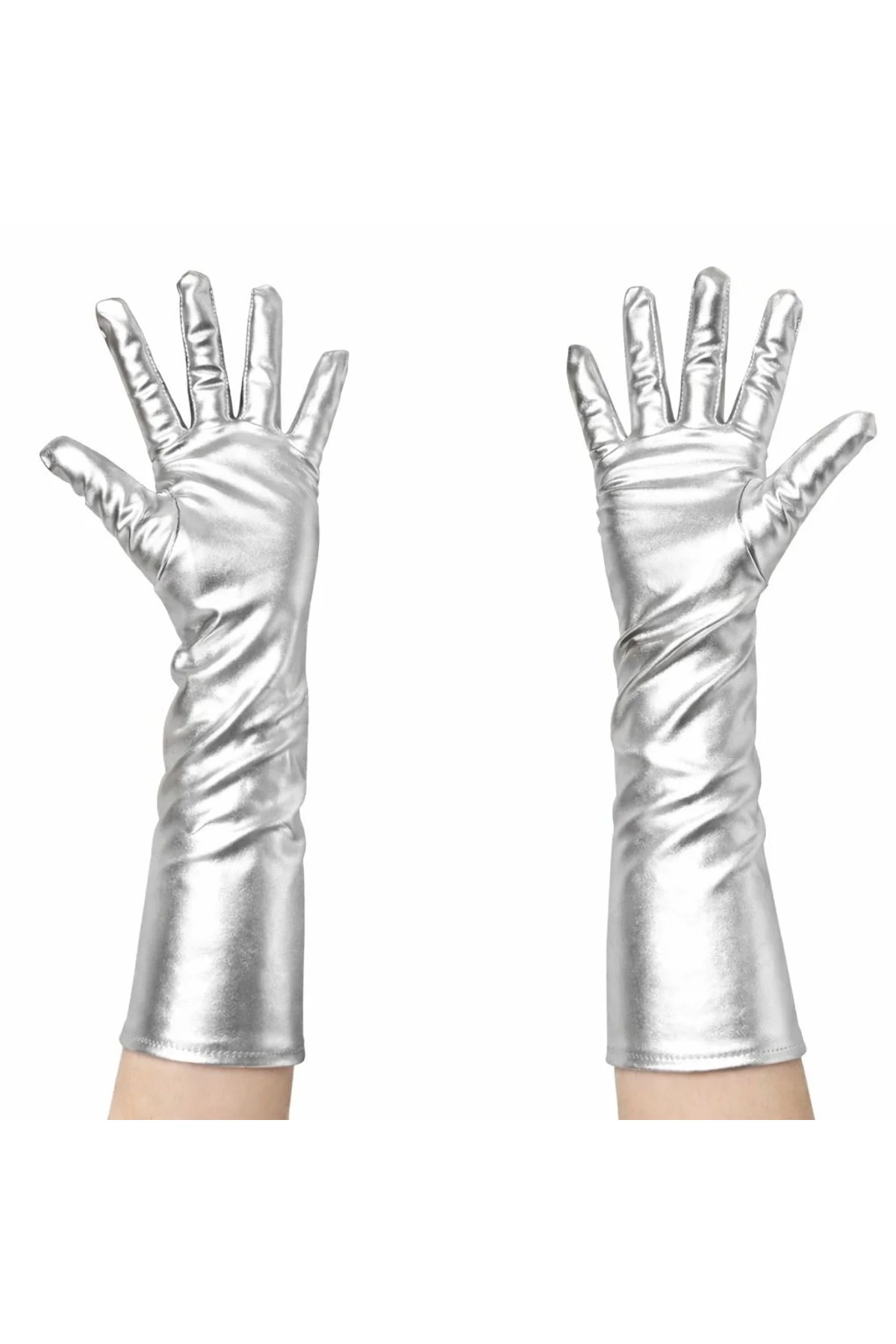 Gümüş Renk Dirsek Altı Lüks Saten Eldiven 40 Cm - Just Cheap Store Görsel 2