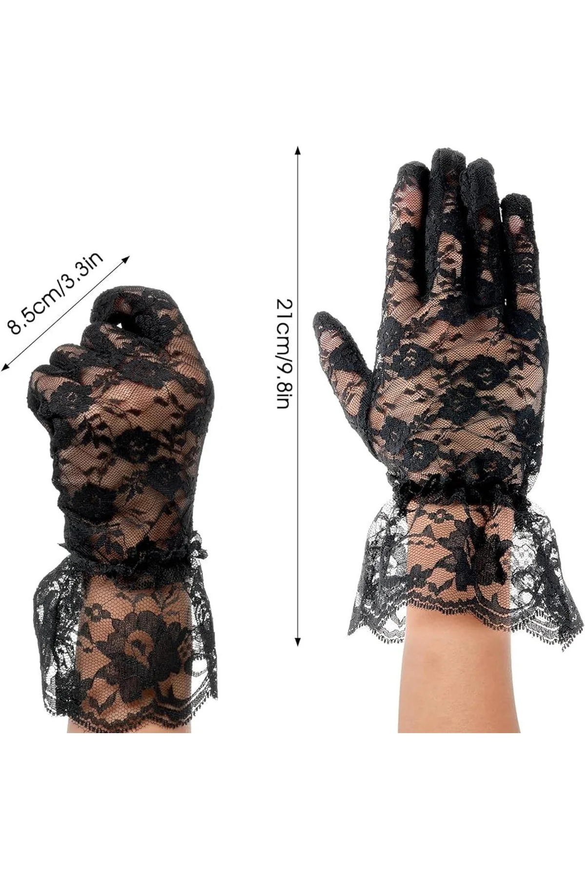 Siyah Güpürlü Dantel Eldiven Kısa – Vintage Zarif Kadın Eldiveni - Just Cheap Store Görsel 2